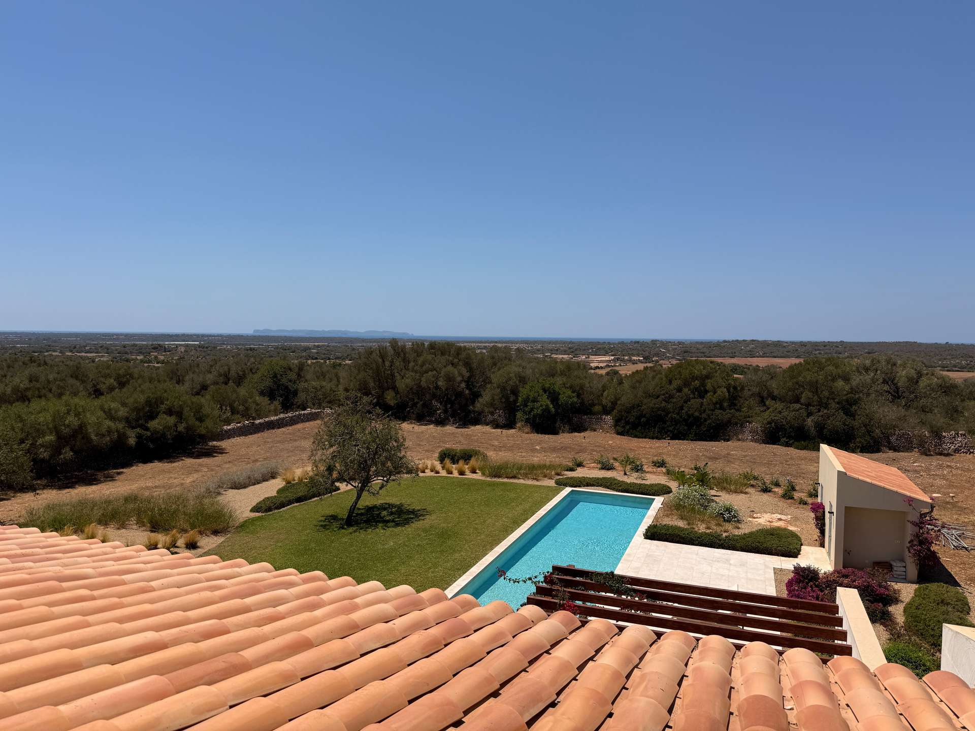 Blick auf die Insel Cabrera von der Dachterrasse