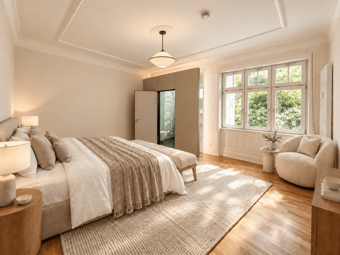 Schlafzimmer mit Bad-en-Suite (digital eingerichtet)